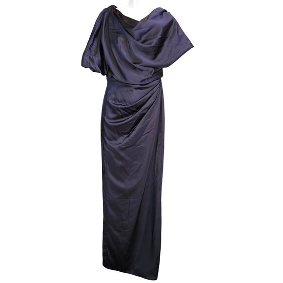 After Six Midnight Draped Sleeves Satin Gown Size XS NWT Formal Holiday Party - Picture 1 of 10